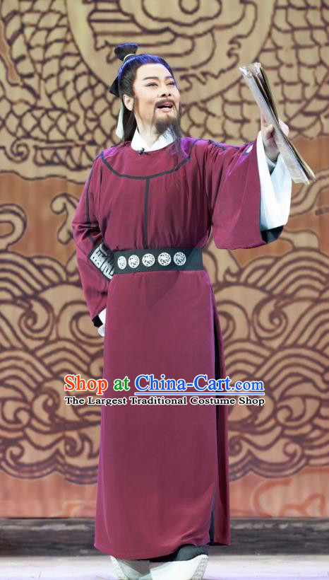 Chinese Huangmei Opera Physician Costumes and Headwear Li Shizhen An Hui Opera Middle Age Male Apparels Clothing