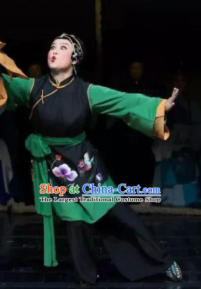 Chinese Huangmei Opera Elderly Female Garment Costumes and Headdress Yu Tian Xian Traditional Anhui Opera Pantaloon Dress Apparels