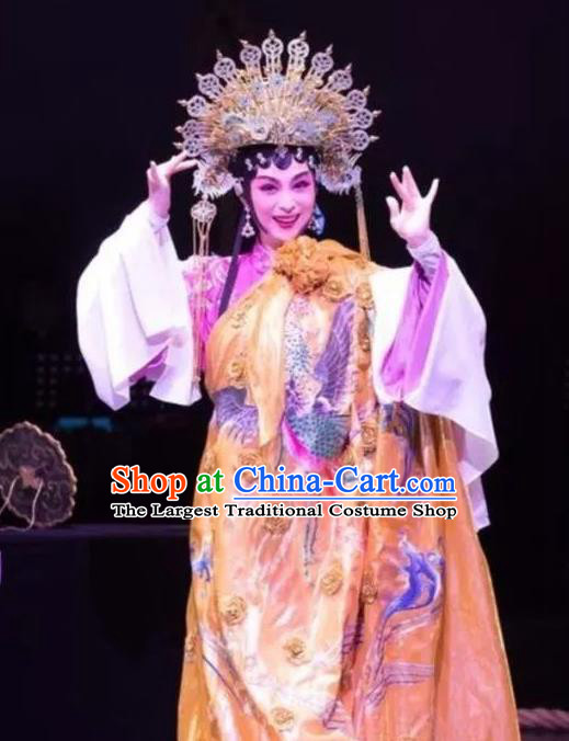 Chinese Huangmei Opera Huadan Garment Costumes and Headdress Yu Tian Xian Traditional Anhui Opera Hua Tan Dress Actress Apparels