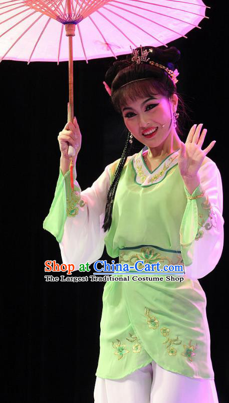Chinese Huangmei Opera Maidservant Garment Costumes and Headdress True and False Groom Traditional Anhui Opera Xiaodan Dress Apparels