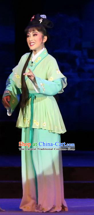 Chinese Huangmei Opera Servant Girl Garment Costumes and Headdress Female Consort Prince Traditional Anhui Opera Young Lady Chun Hong Dress Apparels