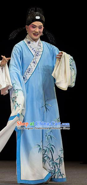 Luo Pa Ji Chinese Huangmei Opera Scholar Wang Keju Costumes and Headwear An Hui Opera Apparels Young Male Clothing