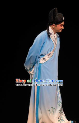 Luo Pa Ji Chinese Huangmei Opera Scholar Wang Keju Costumes and Headwear An Hui Opera Apparels Young Male Clothing