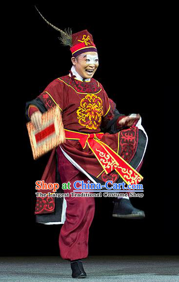 Luo Pa Ji Chinese Huangmei Opera Clown Male Costumes and Headwear An Hui Opera Chou Role Apparels Clothing