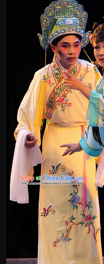 True and False Groom Chinese Huangmei Opera Young Man Costumes and Headwear An Hui Opera Scholar Mo Cai Apparels Clothing