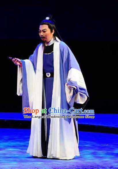 Chinese Huangmei Opera Poet Su Dongpo Costumes and Headwear An Hui Opera Laosheng Apparels Elderly Man Clothing