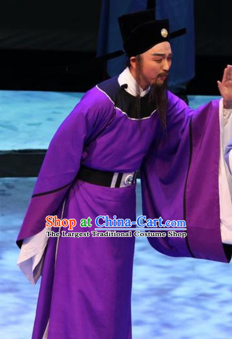 Chinese Huangmei Opera Song Dynasty Official Costumes and Headwear An Hui Opera Laosheng Apparels Elderly Man Poet Su Dongpo Clothing
