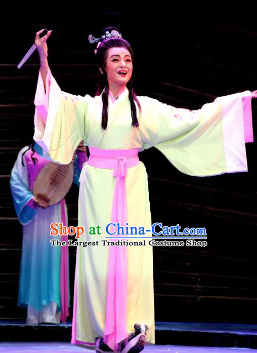 Chinese Huangmei Opera Niche Young Male Costumes and Headwear An Hui Opera Poet Su Dongpo Apparels Scholar Clothing