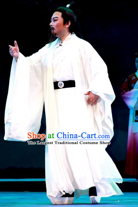 Chinese Huangmei Opera Poet Su Dongpo Costumes and Headwear An Hui Opera Literatus Apparels Scholar Clothing