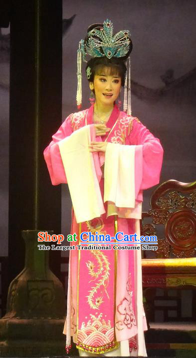 Chinese Huangmei Opera Princess Garment Costumes and Headdress Female Consort Prince Traditional Anhui Opera Actress Dress Young Lady Apparels