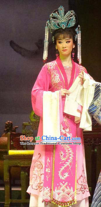 Chinese Huangmei Opera Princess Garment Costumes and Headdress Female Consort Prince Traditional Anhui Opera Actress Dress Young Lady Apparels