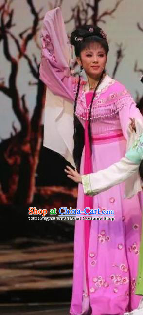 Chinese Huangmei Opera Daughter of Dragon Garment Costumes and Headdress Traditional Anhui Opera Hua Tan Dress Princess Yun Hua Apparels