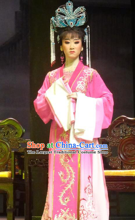 Chinese Huangmei Opera Princess Garment Costumes and Headdress Female Consort Prince Traditional Anhui Opera Actress Dress Young Lady Apparels