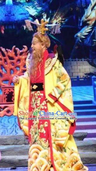 Chinese Huangmei Opera Dragon King Costumes and Headwear An Hui Opera Laosheng Daughter of Dragon Apparels Clothing