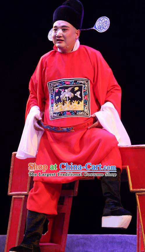 True and False Groom Chinese Huangmei Opera Official Costumes and Headwear An Hui Opera Apparels Magistrate Clothing