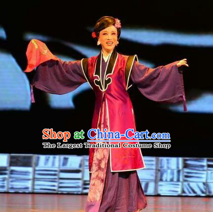 Chinese Huangmei Opera Elderly Female Costumes and Headpieces Taibai Drunk Traditional Anhui Opera Rich Dame Dress Garment Apparels