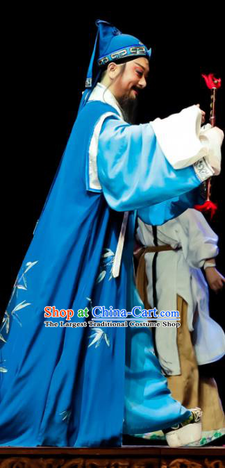 Chinese Huangmei Opera Laosheng Ji Mo Han Qing Garment Costumes and Headwear An Hui Opera Elderly Male Guan Hanqing Apparels Clothing