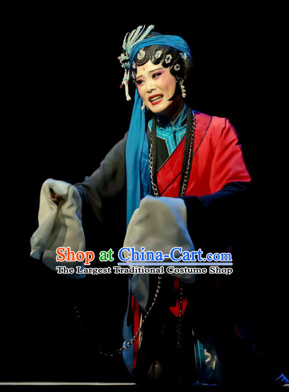 Chinese Huangmei Opera Distress Maiden Garment Costumes and Headpieces Ji Mo Han Qing Traditional Anhui Opera Young Female Black Dress Apparels