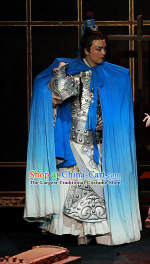 Xiao Qiao Chu Jia Chinese Huangmei Opera General Zhou Yu Costumes and Headwear An Hui Opera Martial Male Armor Apparels Clothing