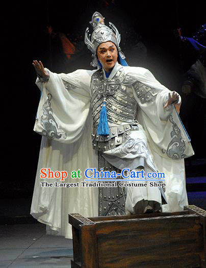 Xiao Qiao Chu Jia Chinese Huangmei Opera General Zhou Yu Costumes and Headwear An Hui Opera Martial Male Armor Apparels Clothing