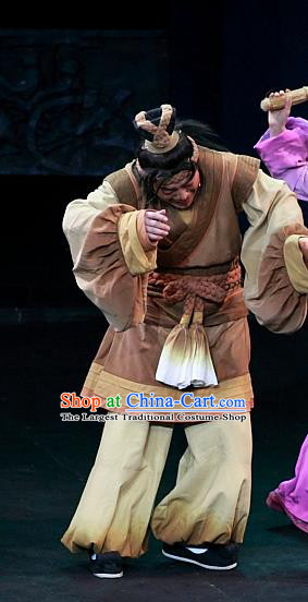 Chinese Huangmei Opera Farmer Xiao Qiao Chu Jia Costumes and Headwear An Hui Opera Civilian Male Apparels Clothing
