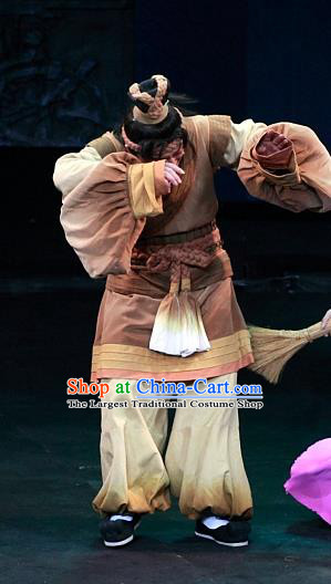 Chinese Huangmei Opera Farmer Xiao Qiao Chu Jia Costumes and Headwear An Hui Opera Civilian Male Apparels Clothing