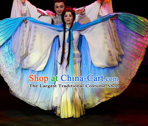 Chinese Huangmei Opera Actress Diva Garment Costumes and Headpieces Xiao Qiao Chu Jia Traditional Anhui Opera Young Female Dress Apparels