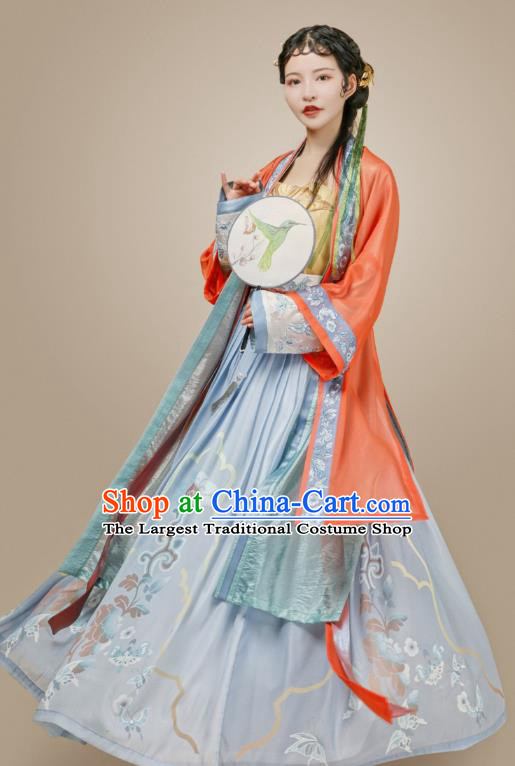 Chinese Song Dynasty Patrician Female Historical Costumes Ancient Young Lady Hanfu Dress Traditional Woman Apparels Complete Set