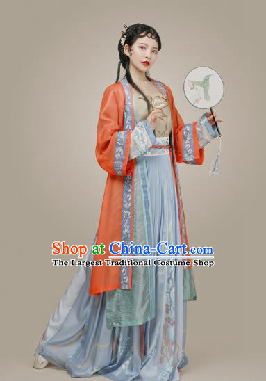 Chinese Song Dynasty Patrician Female Historical Costumes Ancient Young Lady Hanfu Dress Traditional Woman Apparels Complete Set