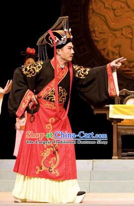 Chinese Huangmei Opera Emperor Costumes and Headwear An Hui Opera Yu Mei Qing Chou Apparels Clothing