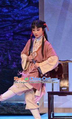 Chinese Huangmei Opera Wa Wa Sheng Costumes and Headwear Xi Mu Dan An Hui Opera Young Boy Apparels Clothing