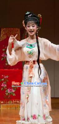 Chinese Huangmei Opera Young Beauty Bai Mudan Xi Mu Dan Garment Costumes and Headpieces Traditional Anhui Opera Hua Tan Dress Apparels