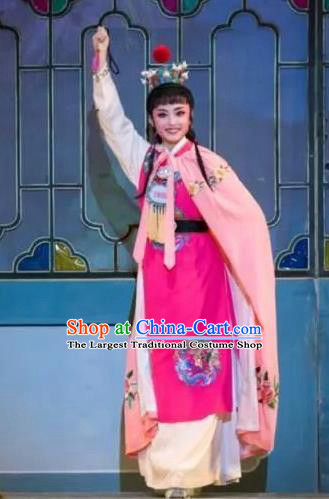 Chinese Classical Shaoxing Opera Xiao Sheng Dream of the Red Chamber Garment Costumes Yue Opera Young Male Jia Baoyu Rosy Apparels and Hair Accessories