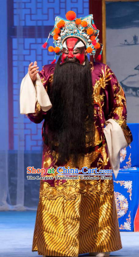 Geng Niang Chinese Ping Opera Elderly Male Costumes and Headwear Pingju Opera Marshal Yuan Apparels Clothing