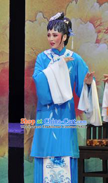 Chinese Huangmei Opera Young Female Garment Costumes and Headpieces Chun Jiang Yue Traditional Anhui Opera Dress Actress Liu Mingyue Apparels