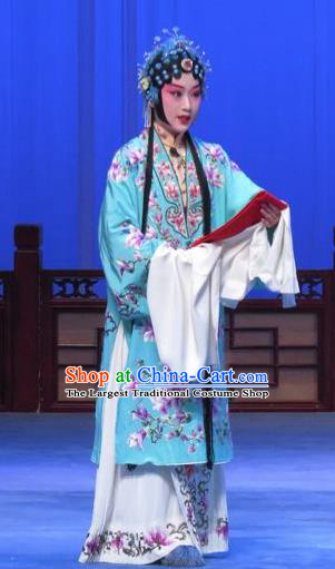 Chinese Ping Opera Zhu Hen Ji Hua Tan Apparels Costumes and Headdress Traditional Pingju Opera Young Female Dress Zhao Jintang Garment