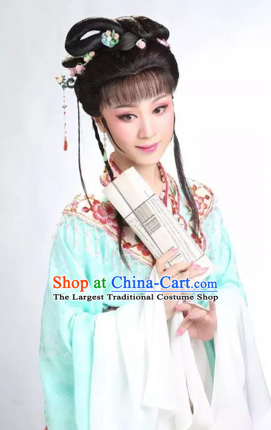 Chinese Shaoxing Opera Dream of the Red Chamber Lin Daiyu Dress Apparels Yue Opera Hua Tan Patrician Lady Costumes Garment and Headpieces