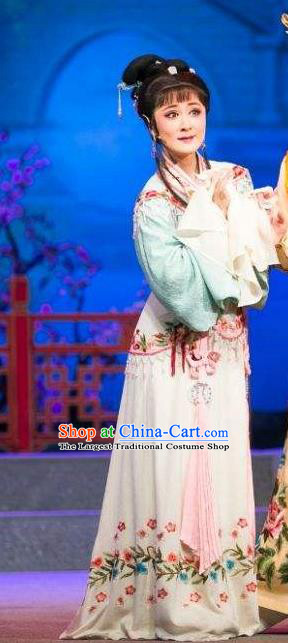 Chinese Shaoxing Opera Dream of the Red Chamber Lin Daiyu Dress Apparels Yue Opera Hua Tan Patrician Lady Costumes Garment and Headpieces