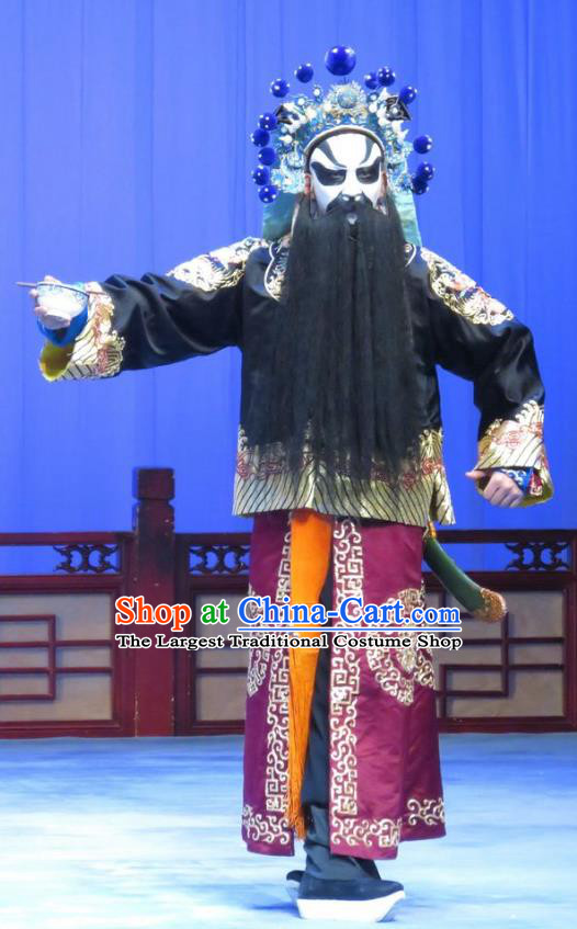 Zhu Hen Ji Chinese Ping Opera Jing Role Costumes and Headwear Pingju Opera General Apparels Clothing