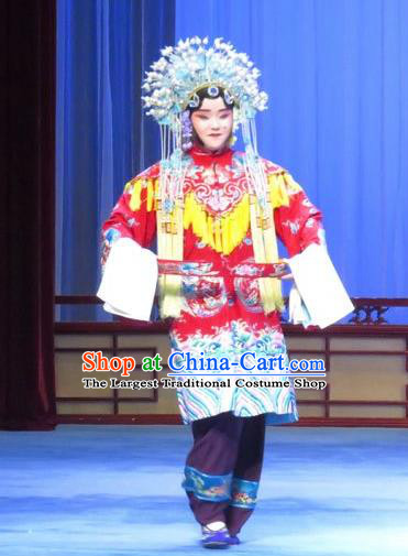 Chinese Ping Opera Young Woman Zhu Hen Ji Apparels Costumes and Headdress Traditional Pingju Opera Female Dress Garment