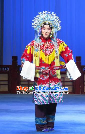 Chinese Ping Opera Young Woman Zhu Hen Ji Apparels Costumes and Headdress Traditional Pingju Opera Female Dress Garment