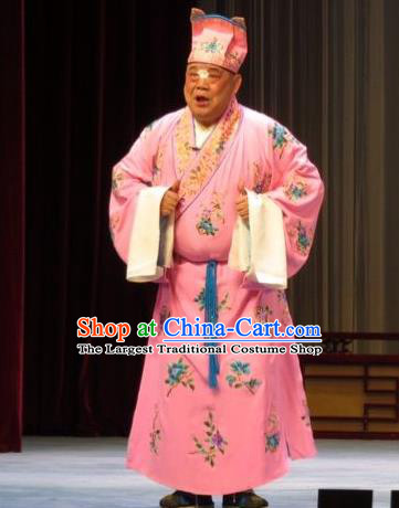 Zhu Hen Ji Chinese Ping Opera Chou Costumes and Headwear Pingju Opera Clown Male Song Cheng Apparels Clothing