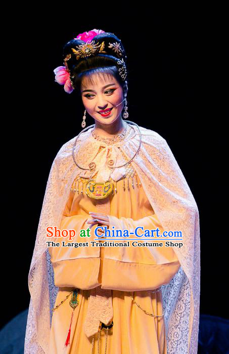 Chinese Huangmei Opera Noble Lady Xue Baochai Garment Costumes and Headpieces Traditional Anhui Opera Dream of Red Mansions Dress Apparels