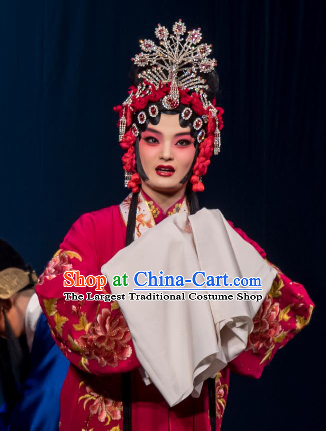 Chinese Ping Opera Hua Tan Young Female Wang Sanqiao Costumes and Headdress Zhen Zhu Shan Traditional Pingju Opera Actress Dress Garment Apparels