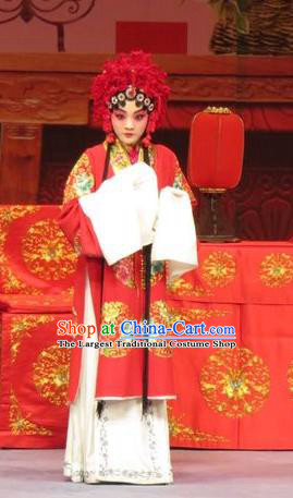 Chinese Ping Opera Actress Wang Sanqiao Costumes and Headdress Zhen Zhu Shan Traditional Pingju Opera Dress Hua Tan Garment Apparels