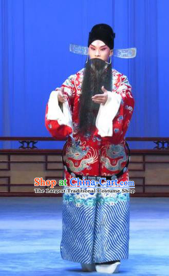 Zhu Hen Ji Chinese Ping Opera Old Man Costumes and Headwear Pingju Opera Elderly Male Apparels Official Robe Clothing