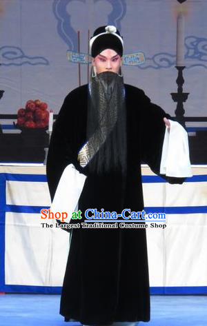 Zhu Hen Ji Chinese Ping Opera Old Male Costumes and Headwear Pingju Opera Laosheng Apparels Elderly Man Robe Clothing