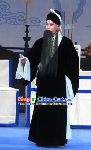 Zhu Hen Ji Chinese Ping Opera Old Male Costumes and Headwear Pingju Opera Laosheng Apparels Elderly Man Robe Clothing