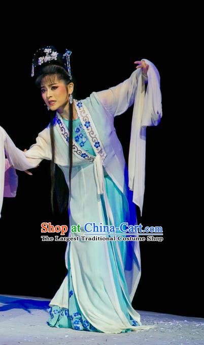 Chinese Huangmei Opera Diva Garment Costumes and Headpieces Traditional Anhui Opera Dream of Red Mansions Actress Lin Daiyu Dress Apparels