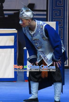Zhu Hen Ji Chinese Ping Opera Clown Costumes and Headwear Pingju Opera Soldier Apparels Clothing